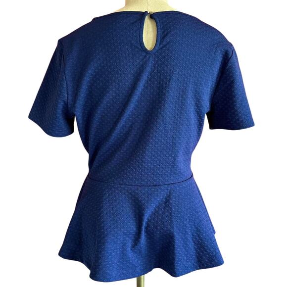 Womens Top Size Medium Navy Blue Peplum Professional Conservative Modest Church - Picture 4 of 7